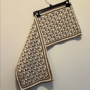 Michael Kors Brown and White Geometric Accent Scarf
